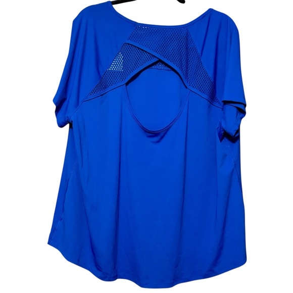 LIVI Active by Lane Bryant Blue Lightweight Back Cutout Athleisure Workout Top - Picture 5 of 9